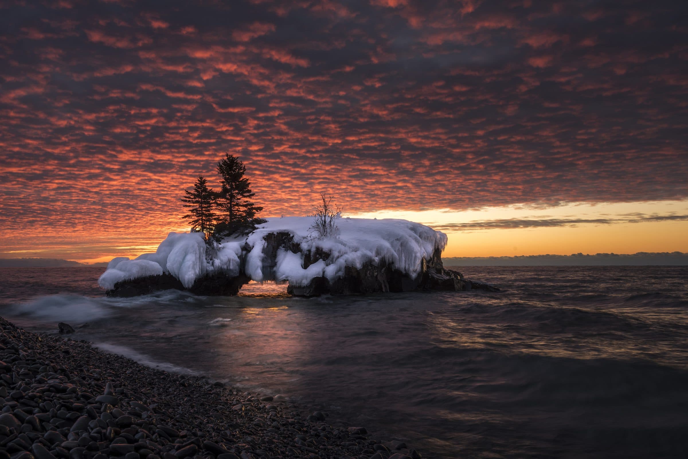 Sunrise at the Cabins at Hollow Rock on Lake Superior